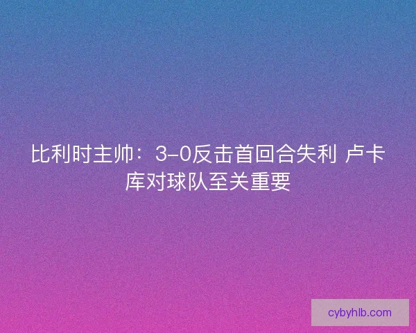 比利时主帅:3-0反击首回合失利 卢卡库对球队至关重要 比利时主帅:3-0反击首回合失利 卢卡库对球队至关重要