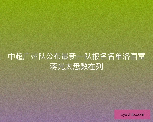 中超广州队公布最新一队报名名单洛国富蒋光太悉数在列